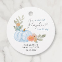 Pumpkin Watercolor Baby Boy Shower Thank You Favor Tags