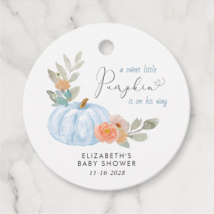 Pumpkin Watercolor Baby Boy Shower Thank You Favor Tags