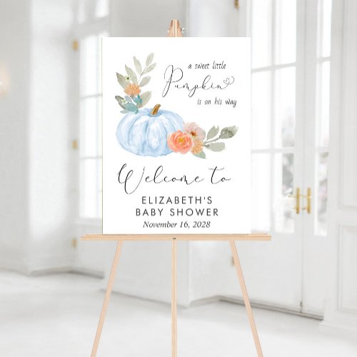 Pumpkin Watercolor Baby Boy Shower Welcome Acrylic Sign