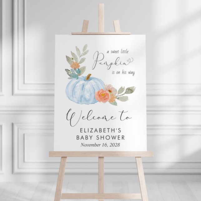Pumpkin Watercolor Baby Boy Shower Welcome Foam Board (Creator Uploaded)