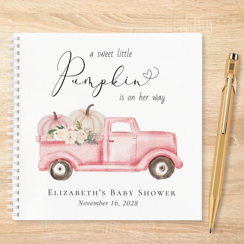 Pumpkin Watercolor Baby Girl Shower Guest Book