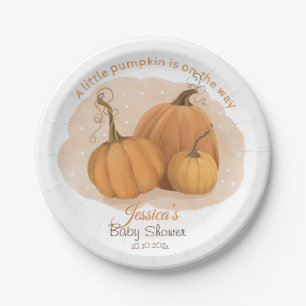 Pumpkin Watercolor Baby Shower Paper Plates