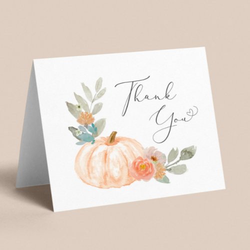 Pumpkin Watercolor Baby Shower Thank You Card