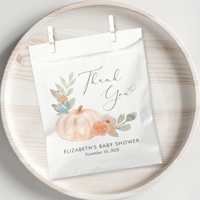 Pumpkin Watercolor Baby Shower Thank You Favor Bag (Creator Uploaded)