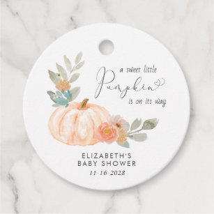 Pumpkin Watercolor Baby Shower Thank You Favor Tags