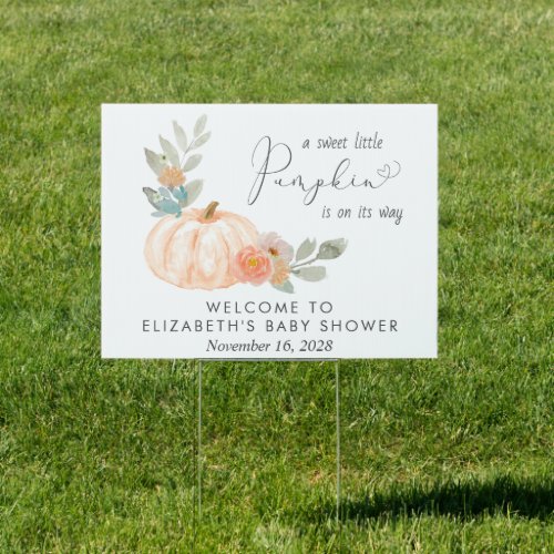 Pumpkin Watercolor Baby Shower Welcome Sign