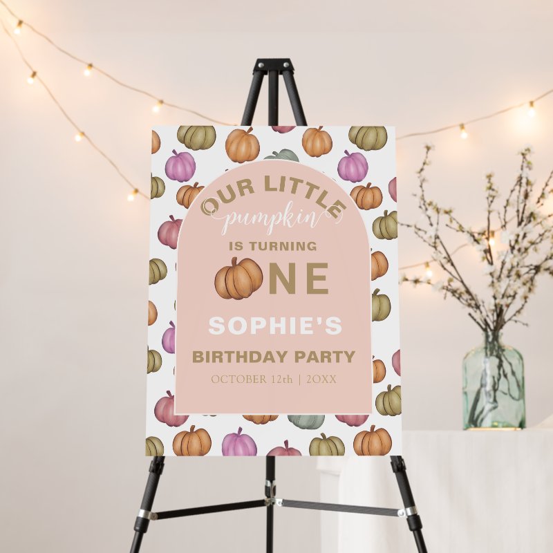 Pumpkin Watercolor Fall First Birthday Welcome Foam Board