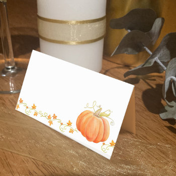 Pumpkin Watercolor Fall Place Cards by mylittleedenweddings at Zazzle