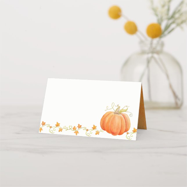 Pumpkin watercolor fall thanksgiving place cards (Back)