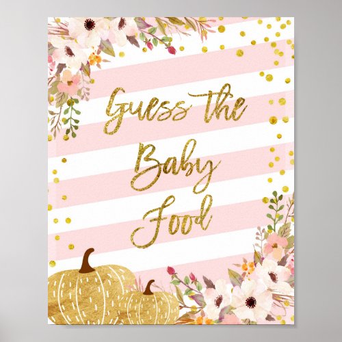 Pumpkin Watercolor Guess the Baby Food Sign