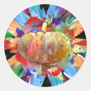 Pumpkin Watercolor Halloween Fall Season Classic Round Sticker