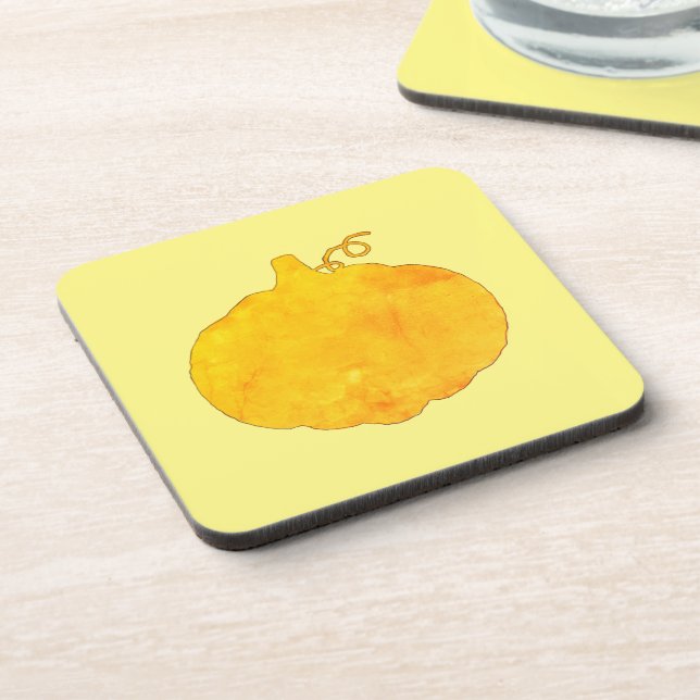 Pumpkin Watercolor Painting Beverage Coaster (Left Side)
