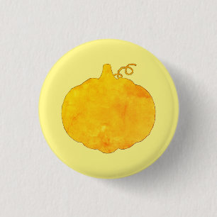 Pumpkin Watercolor Painting Button