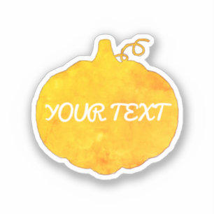 Pumpkin Watercolor Painting Custom Text Sticker
