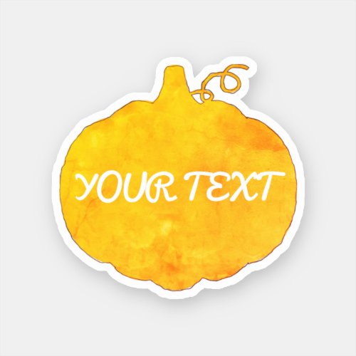 Pumpkin Watercolor Painting Custom Text Sticker