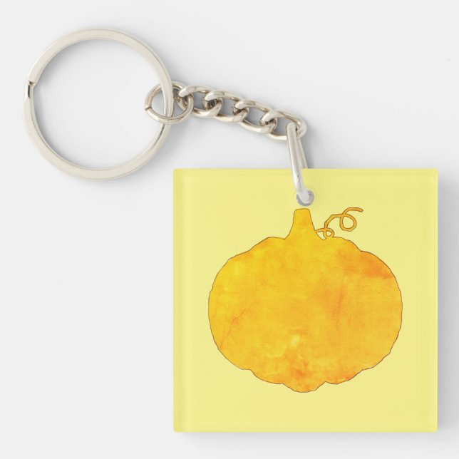 Pumpkin Watercolor Painting Keychain (Front)