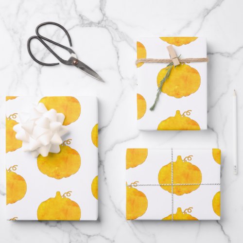 Pumpkin Watercolor Painting Wrapping Paper Sheets