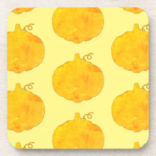 Pumpkin Watercolor Pattern Painting Beverage Coaster