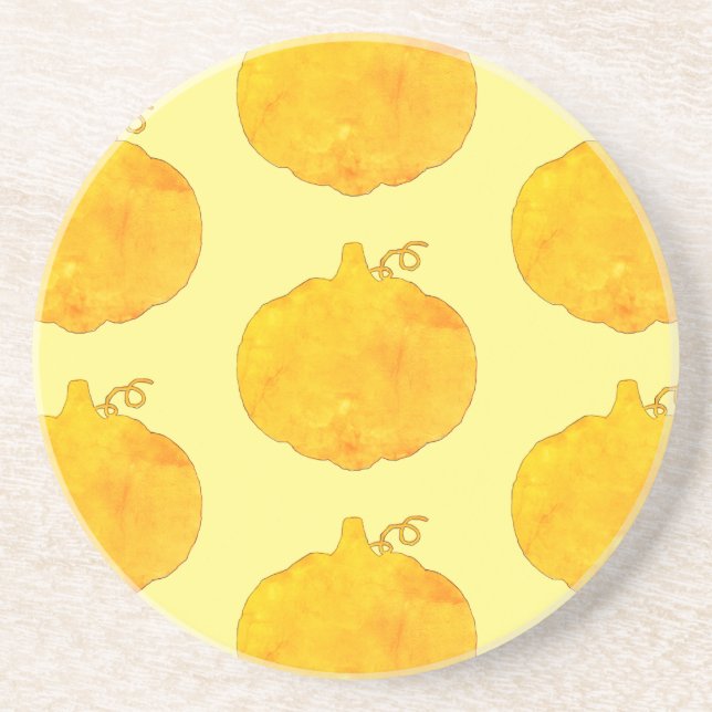 Pumpkin Watercolor Pattern Painting Coaster (Front)