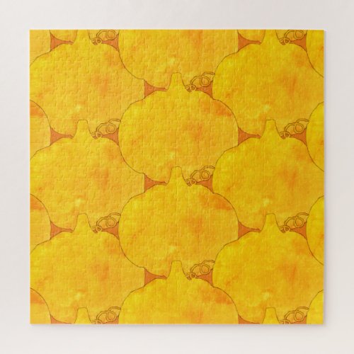 Pumpkin Watercolor Pattern Painting Jigsaw Puzzle