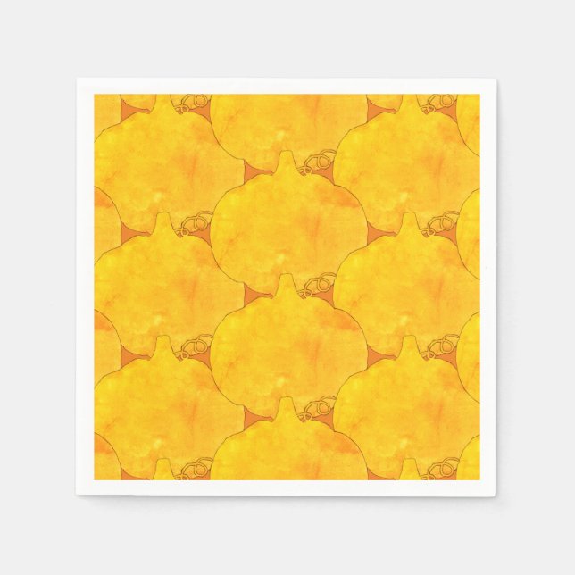 Pumpkin Watercolor Pattern Painting Napkins (Front)