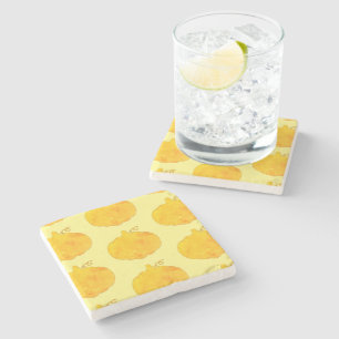 Pumpkin Watercolor Pattern Painting Square Stone Coaster