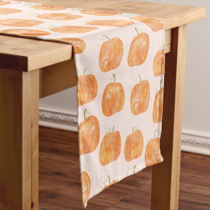 Pumpkin Watercolor Pattern Short Table Runner