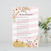 Pumpkin Watercolor Who Knows Mommy Best Game (Standing Front)