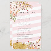 Pumpkin Watercolor Who Knows Mommy Best Game (Front/Back)