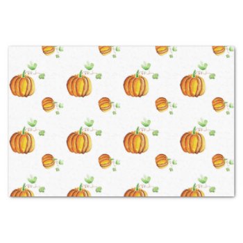 Pumpkin Wattercolor Pattern Tissue Paper by SovaHug at Zazzle