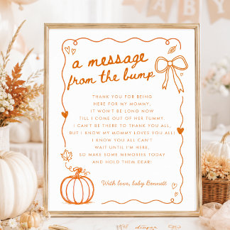 Pumpkin Wavy Doodle Message From The Bump Sign