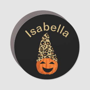 Pumpkin Wearing A Leopard Hat Car Magnet