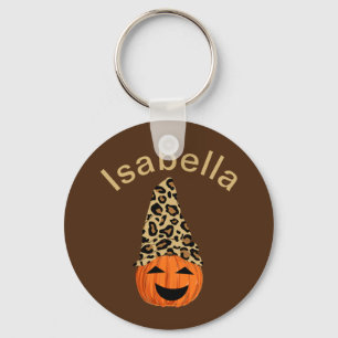 Pumpkin Wearing A Leopard Hat Keychain