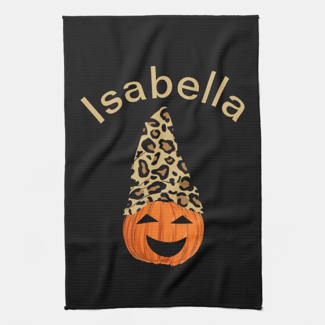 Pumpkin Wearing A Leopard Hat Kitchen Towel (Vertical)