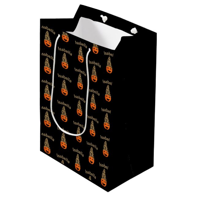 Pumpkin Wearing A Leopard Hat Medium Gift Bag (Front Angled)