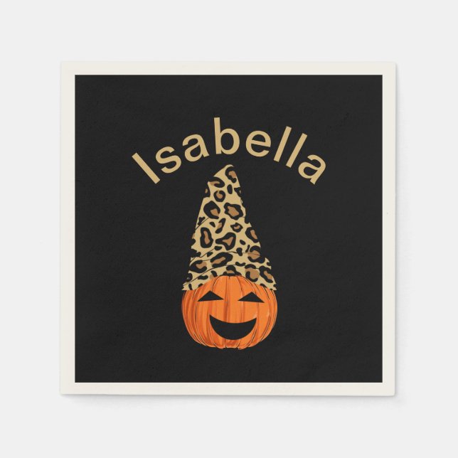 Pumpkin Wearing A Leopard Hat Napkins (Front)