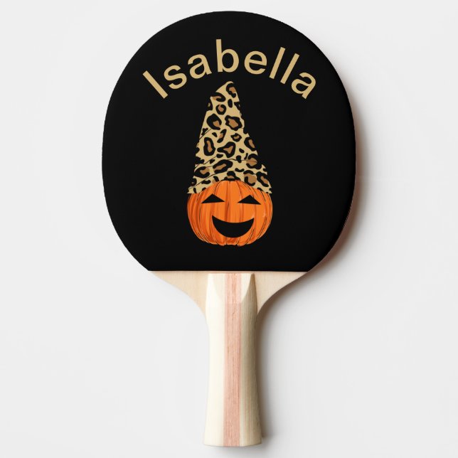 Pumpkin Wearing A Leopard Hat Ping Pong Paddle (Front)