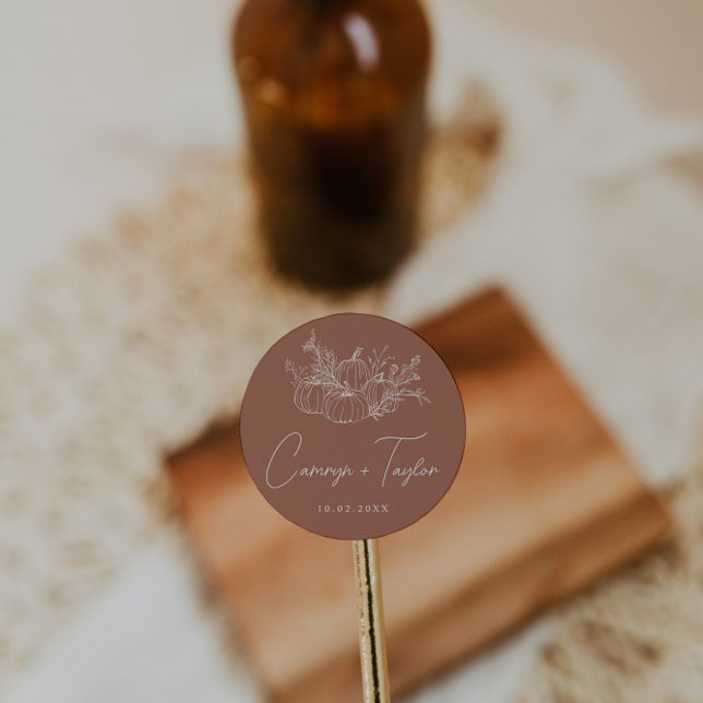 Pumpkin Wedding Classic Round Sticker (Creator Uploaded)