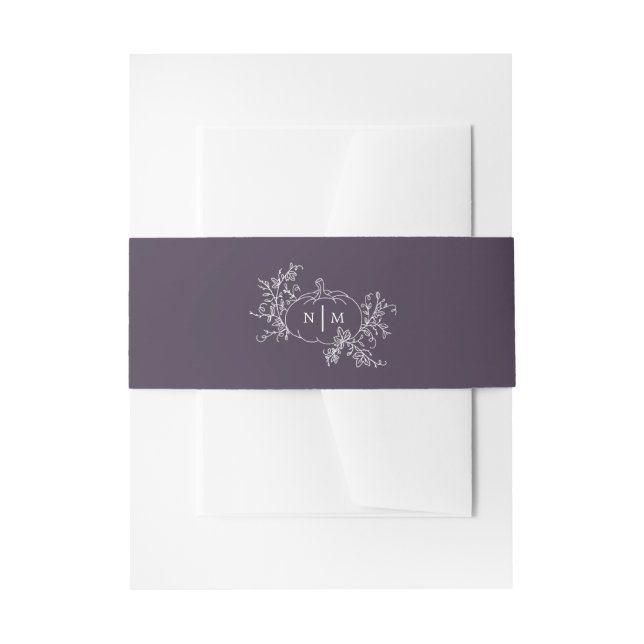 Pumpkin Wedding Monogram Invitation Belly Band (Front Example)