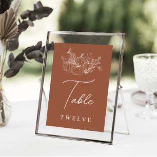 Pumpkin Wedding Table Number