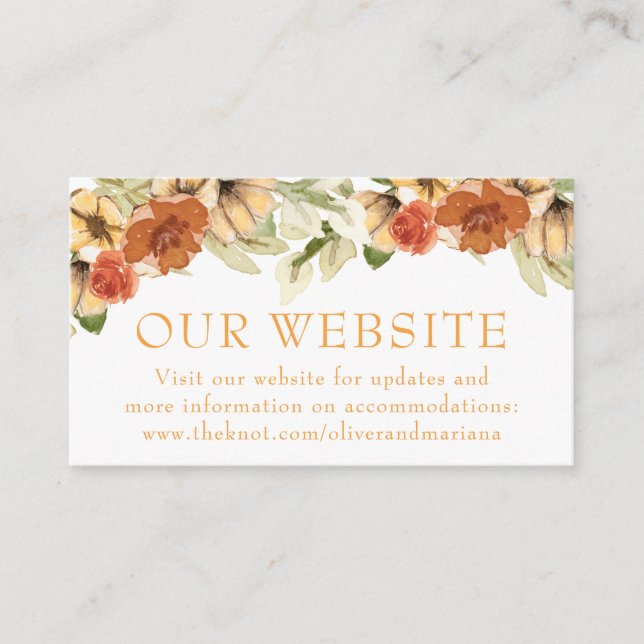  Pumpkin Wedding Website Enclosure Card (Front)