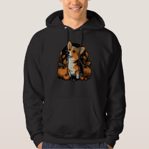 Pumpkin Welsh Corgi costume on Welsh Corgi Hallowe Hoodie