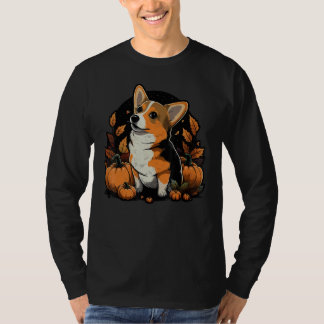 Pumpkin Welsh Corgi costume on Welsh Corgi Hallowe T-Shirt