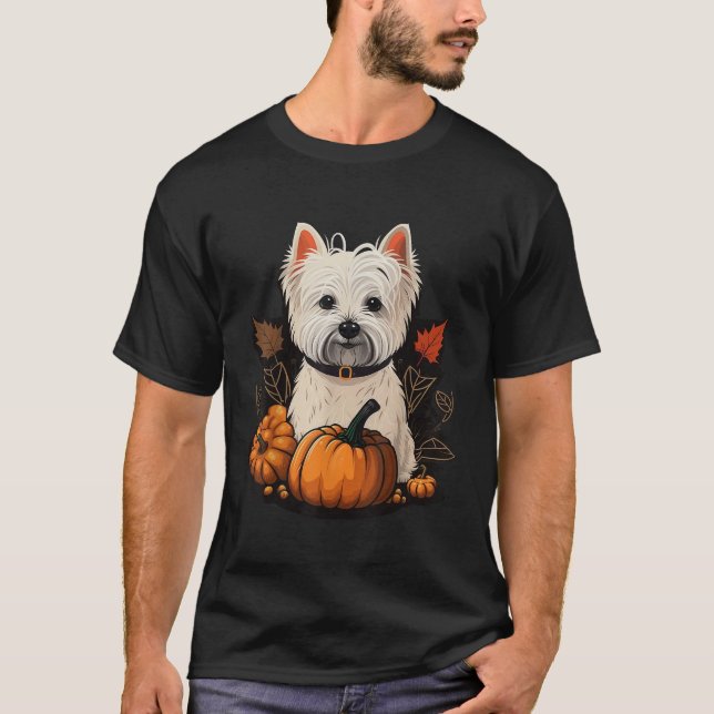Pumpkin West Highland White Terrier costume Westie T-Shirt (Front)