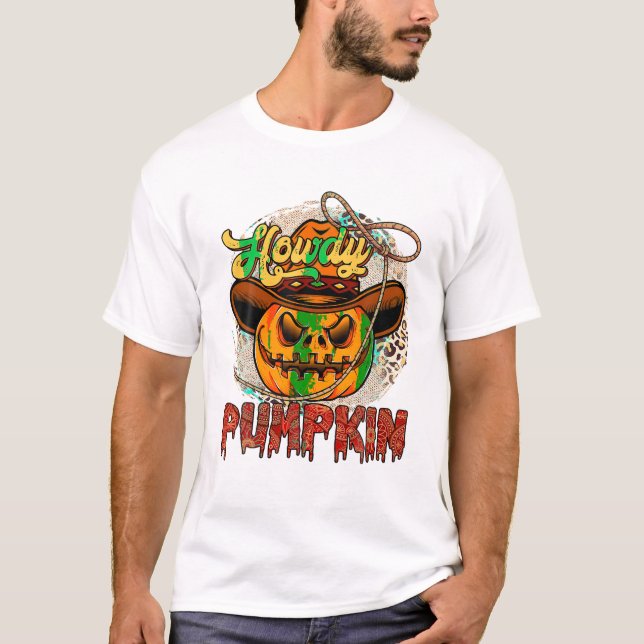 Pumpkin western vibes cowboy T-Shirt (Front)