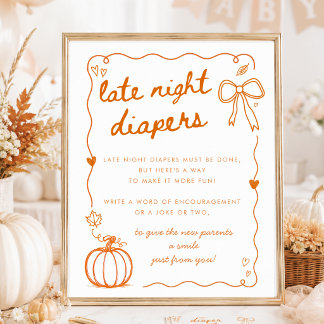 Pumpkin Whimsical Doodle Late Night Diapers Sign