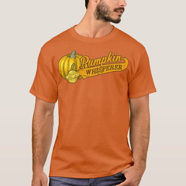 Pumpkin Whisperer Vegetable Drawing Gardening T-Shirt (Front)