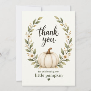 Pumpkin White Botanical Thank You Note Card
