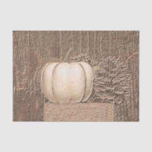 Pumpkin White Gold Metallic Elegant Fall Decoupage Tissue Paper