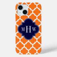 Pumpkin White Moroccan #5 Navy 3 Initial Monogram